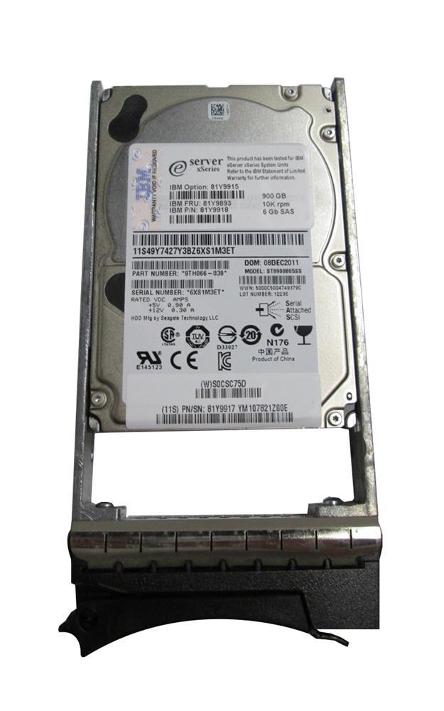 81Y9915-08 Lenovo 900GB 10000RPM SAS 6Gbps Hot Swap 64MB Cache 2.5-inch Internal Hard Drive