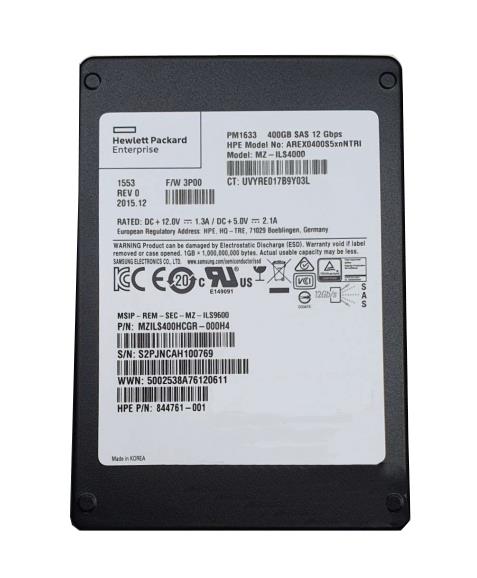844761-001 HP 400GB MLC SAS 6Gbps 2.5-inch Internal Solid State Drive (SSD)