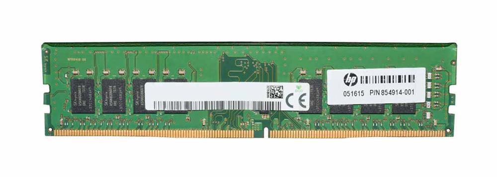 854914-001 HP 16GB PC4-19200 DDR4-2400MHz non-ECC Unbuffered CL17 288-Pin DIMM 1.2V Dual Rank Memory Module