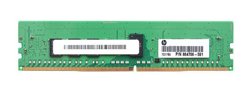 864706-591 HP 8GB PC4-21300 DDR4-2666MHz Registered ECC CL19 288-Pin DIMM 1.2V Single Rank Memory Module