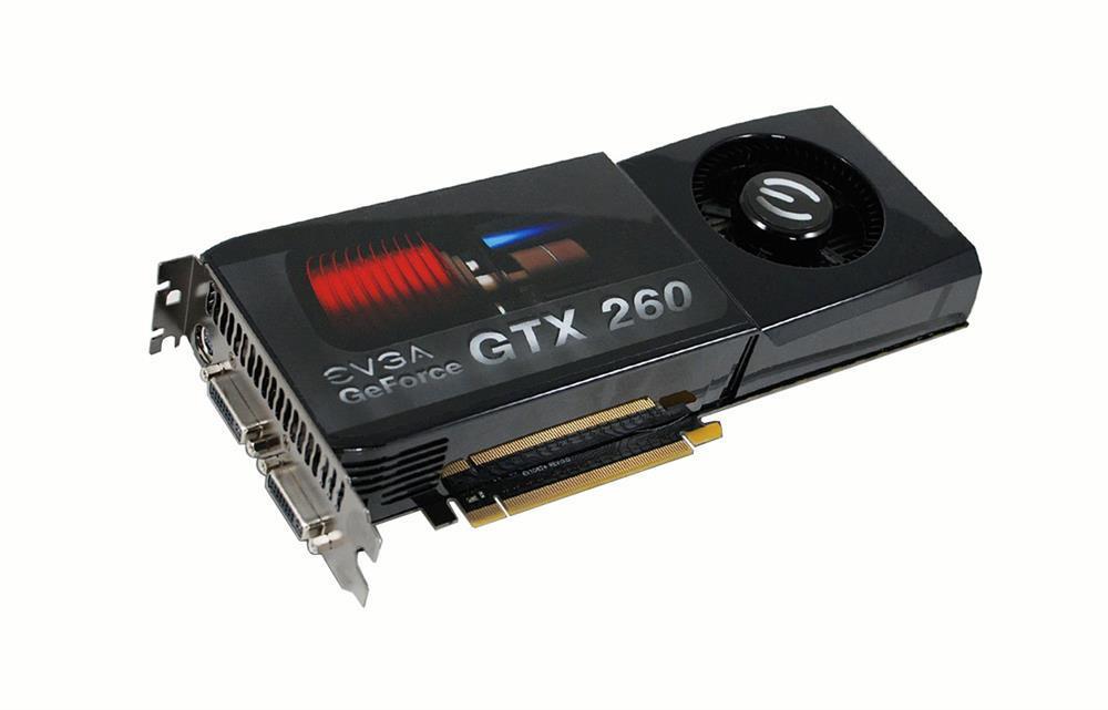 896-P3-1255-AR EVGA GeForce GTX 260 Core 216 896MB DDR3 448-Bit PCI Express 2.0 x16 Dual DVI/ HDMI/ HDTV/ S-Video Out/ HDCP Ready/ SLI Supported Video Graphics Card