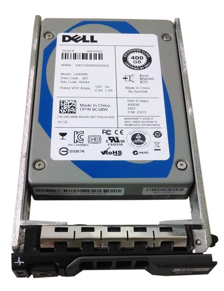 8C38W Dell 400GB MLC SAS 6Gbps 2.5-inch Internal Solid State Drive (SSD) for PowerVault Servers