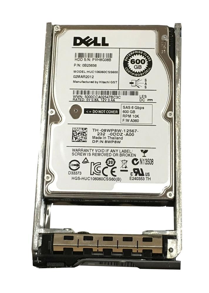 8WP8W Dell 600GB 10000RPM SAS 6Gbps Hot Swap 64MB Cache 2.5-inch Internal Hard Drive with Tray