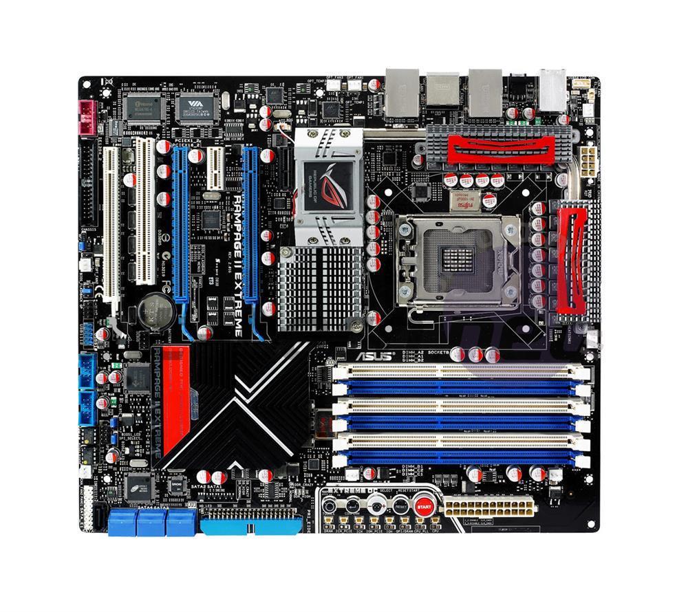 90-MIB6L0-G0UAY00Z ASUS RAMPAGE II EXTREME Socket LGA 1366 Intel X58 + ICH10R Chipset Core i7 Extreme Edition/ Core i7 Processors Support DDR3 6x DIMM 6x SATA 3.0Gb/s ATX Motherboard (Refurbished)
