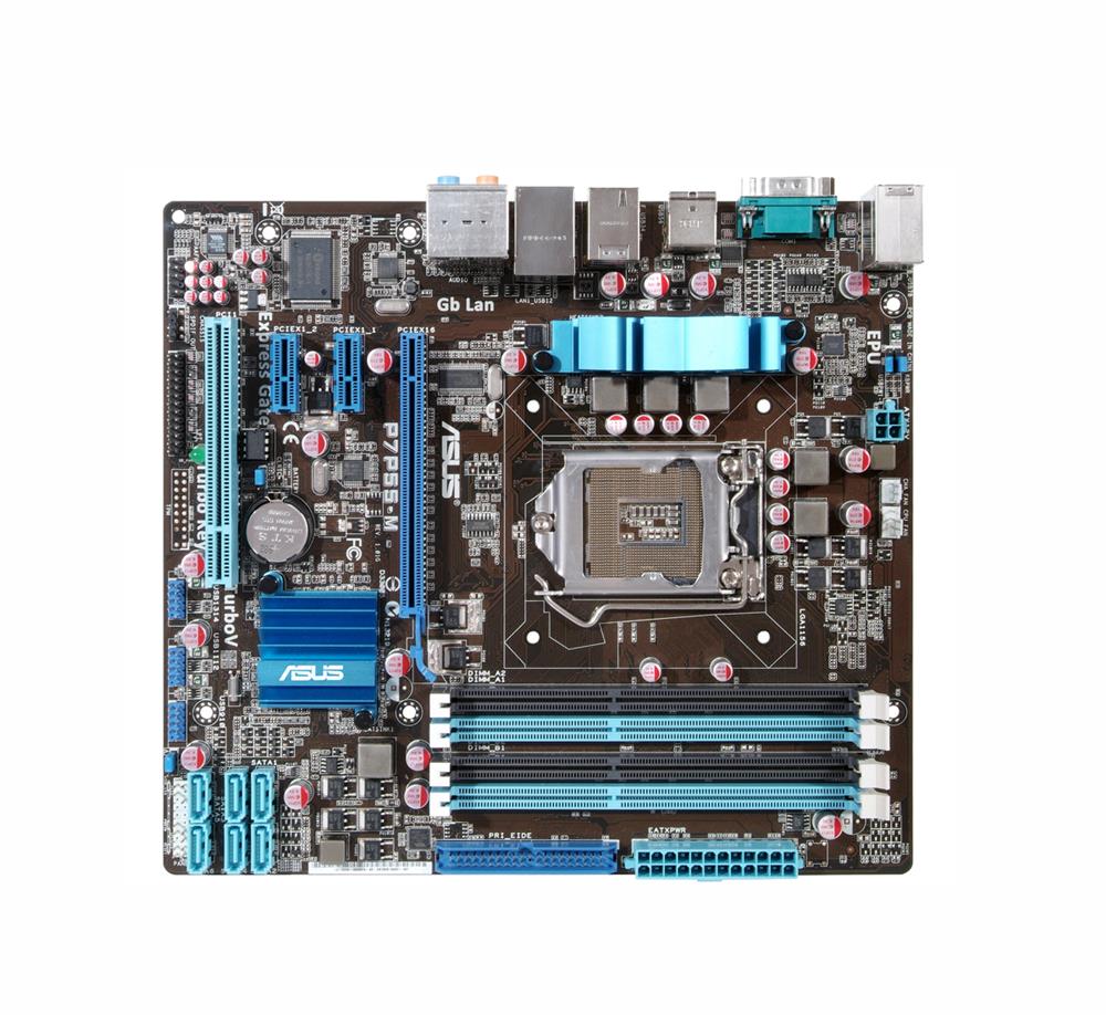 90-MIBAW1-G0EAY0 ASUS P7P55-M Socket LGA 1156 Intel P55 Express Chipset Core i7 / i5 Processors Support DDR3 4x DIMM 6x SATA 3.0Gb/s Micro-ATX Motherboard (Refurbished)