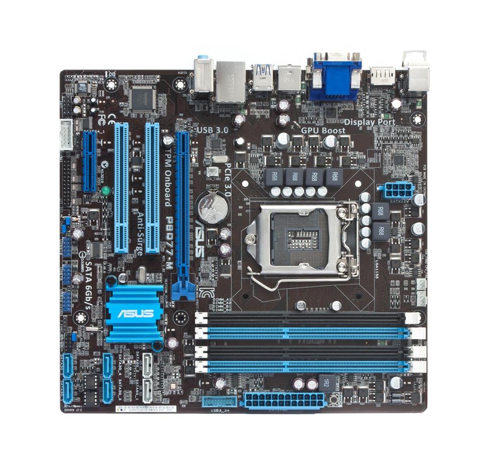 90-MIBHX0-G0EAY0KZ ASUS P8Q77-M Socket LGA1155 Intel Q77 Chipset 3rd/ 2nd Generation Core i7 / i5 / i3 Pentium / Celeron Processors Support DDR3 4x DIMM 4x SATA 3.0Gb/s Micro-ATX Motherboard (Refurbished)