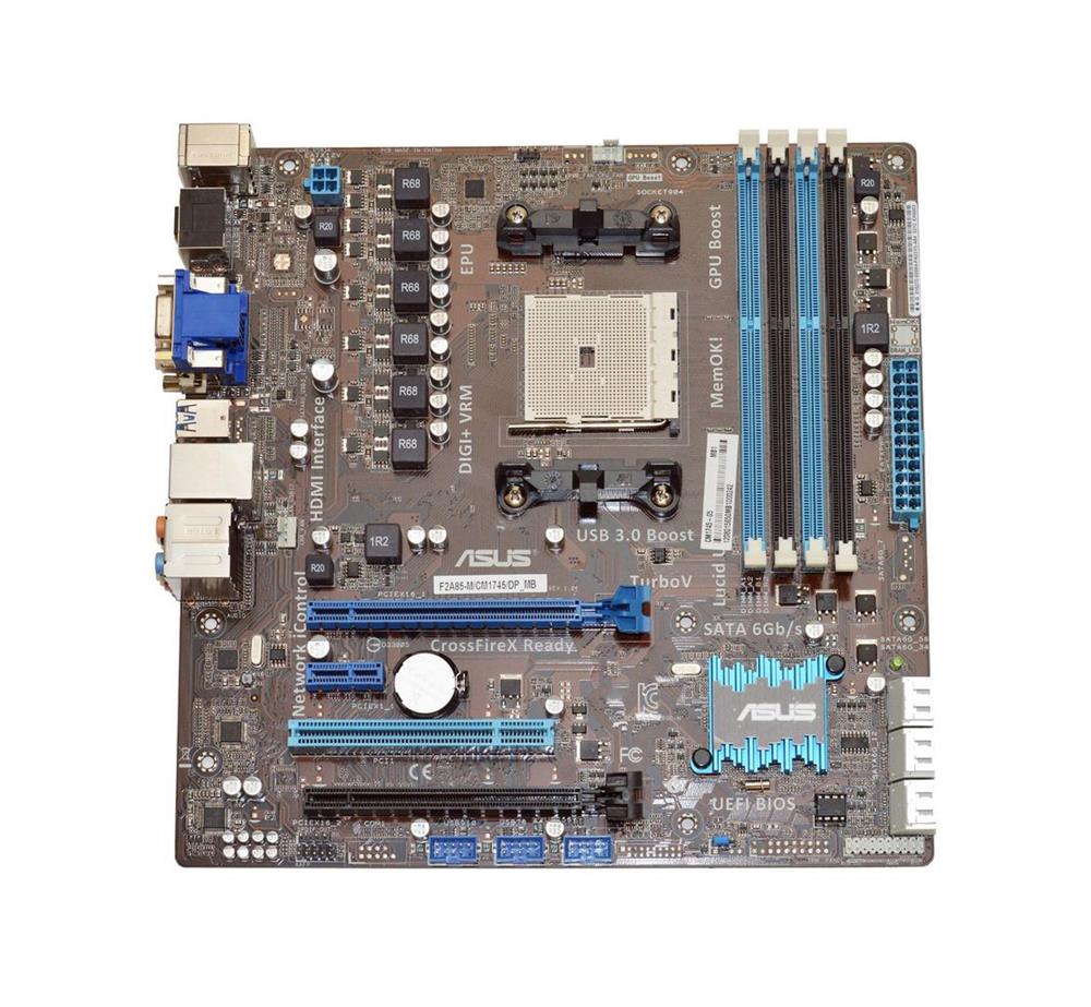 90-MIBIW5-G0XBN0YZ ASUS F2A85-M Socket FM2 AMD A85X Chipset AMD Athlon/ A-Series Processors Support DDR3 4x DIMM 7x SATA 6.0Gb/s Micro-ATX Motherboard (Refurbished)