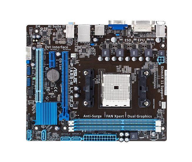 90-MIBJ80-G0EAY0GZ ASUS Socket FM1 AMD A55 Chipset AMD A-Series/ AMD E2-Series Processors Support DDR3 2x DIMM 4x SATA 3.0Gb/s Micro-ATX Motherboard (Refurbished)