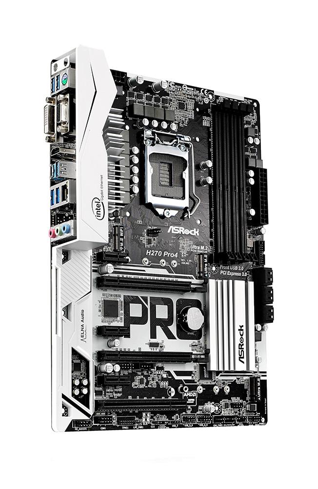 90-MXB3R0-A0UAYZ ASRock H270 Pro4 Socket LGA 1151 Intel H270 Chipset 7th/6th Generation Core i7 / i5 / i3 / Pentium / Celeron Processors Support DDR4 4x DIMM 6x SATA3 6.0Gb/s ATX Motherboard (Refurbished)