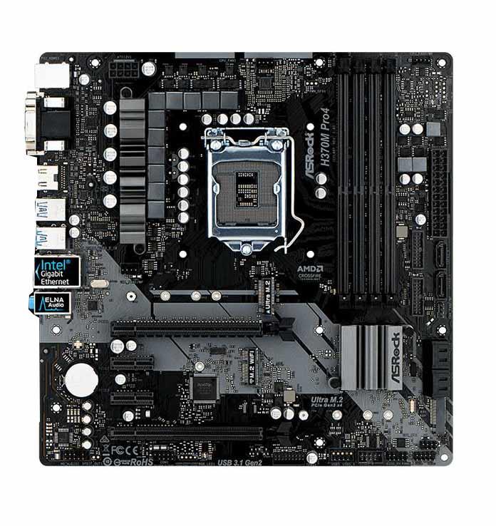 90-MXB750-A0UAYZ ASRock H370M Pro4 Socket LGA 1151 Intel H370 Chipset 8th Generation Core i7 / i5 / i3 Processors Support DDR4 4x DIMM 6x SATA3 6.0Gb/s Micro-ATX Motherboard (Refurbished)
