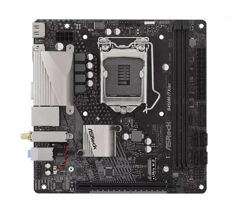 90-MXBCS0-A0UAYZ ASRock B460M-ITX/ac Socket LGA 1200 Intel B460 Chipset 10th Generation Intel Core Processors Support DDR4 2x DIMM 4x SATA3 6.0Gb/s Mini-ITX Motherboard (Refurbished)