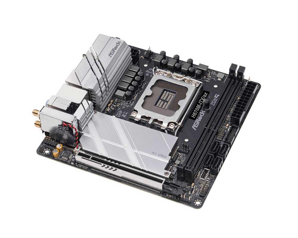 90-MXBHZ0-A0UAYZ ASRock H670M-ITX/AX Socket LGA 1700 Intel H670 Chipset 13th / 12th Generation Intel Core / Pentium Gold / Celeron Processors Support DDR4 2x DIMM 4x SATA 6.0Gb/s Mini-ITX Motherboard (Refurbished)