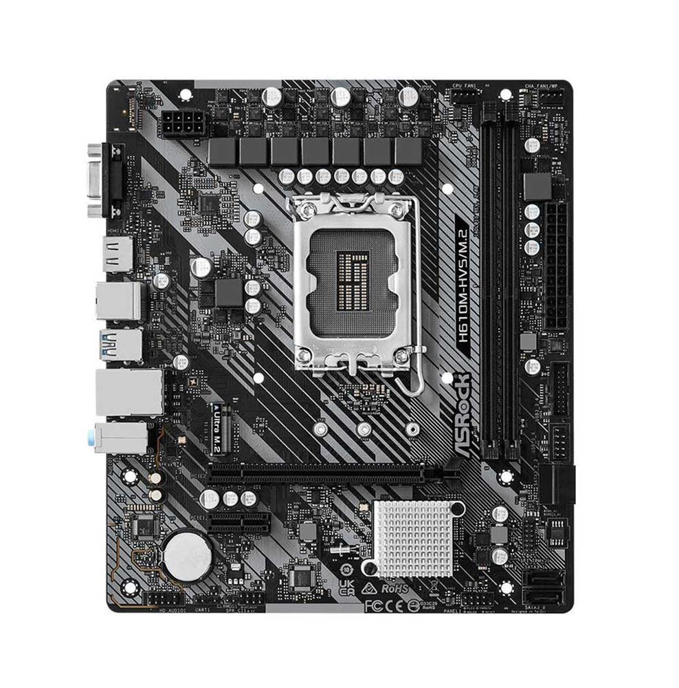 90-MXBJJ0-A0UAYZ ASRock H610M-HVS/M.2 R2.0 Socket LGA 1700 Intel H610 Chipset 13th/12th Generation Intel Core Processors Support DDR4 2x DIMM 4x SATA3 6.0Gb/s Micro-ATX Motherboard (Refurbished)