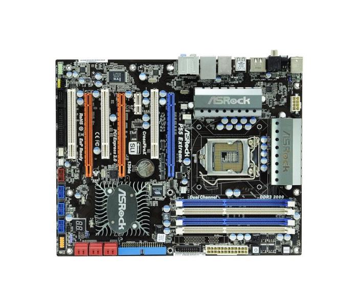 90-MXGBA0-A0UAYZ ASRock P55 Extreme Socket LGA 1156 Intel P55 Chipset Core i7 / i5 / i3 / Pentium G6950 Processors Support DDR3 4x DIMM 6x SATA2 3.0Gb/s ATX Motherboard (Refurbished)