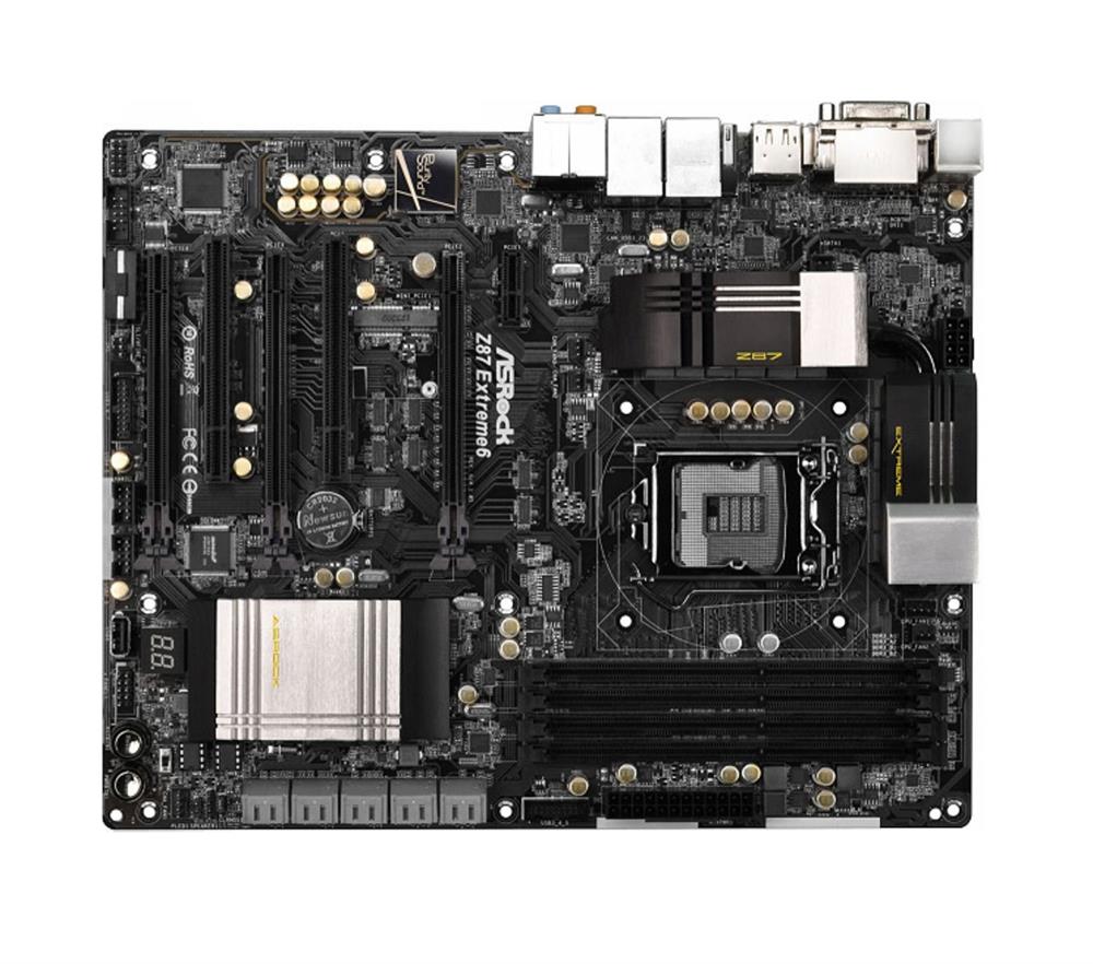 90-MXGMK0-A0UAYZ ASRock Z87 Extreme6 Socket LGA 1150 Intel Z87 Chipset New 4th/4th Generation Core i7 / i5 / i3 / Pentium / Celeron / Xeon Processors Support DDR3 4x DIMM 6x SATA3 6.0Gb/s ATX Motherboard (Refurbished)