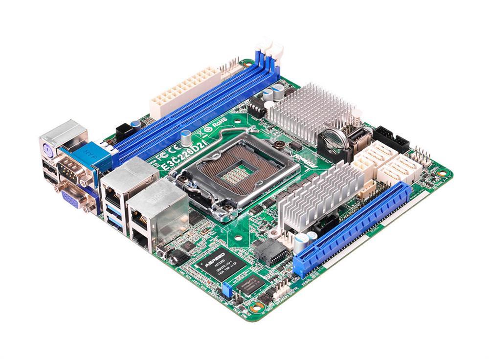 90-SXG180-A0UAYZ ASRock E3C226D2I Socket LGA1150 Intel C226 Chipset Xeon E3-1200 v3/v4 5th/4th Generation Core i7 / i5 / i3 / Pentium / Celeron Processors Support DDR3 2x DIMM 6x SATA3 6.0Gb/s Mini-ITX Server Motherboard (Refurbished)