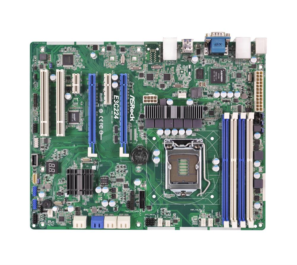 90-SXG1B0-A0UAYZ ASRock E3C224 Socket LGA1150 Intel C224 Chipset 5th/4th Generation Intel Core i7 / i5 / i3 / Pentium / Celeron / Xeon E3-1200 v3/v4 Processors Support DDR3 4x DIMM 4x SATA3 6.0Gb/s ATX Server Motherboard (Refurbished)