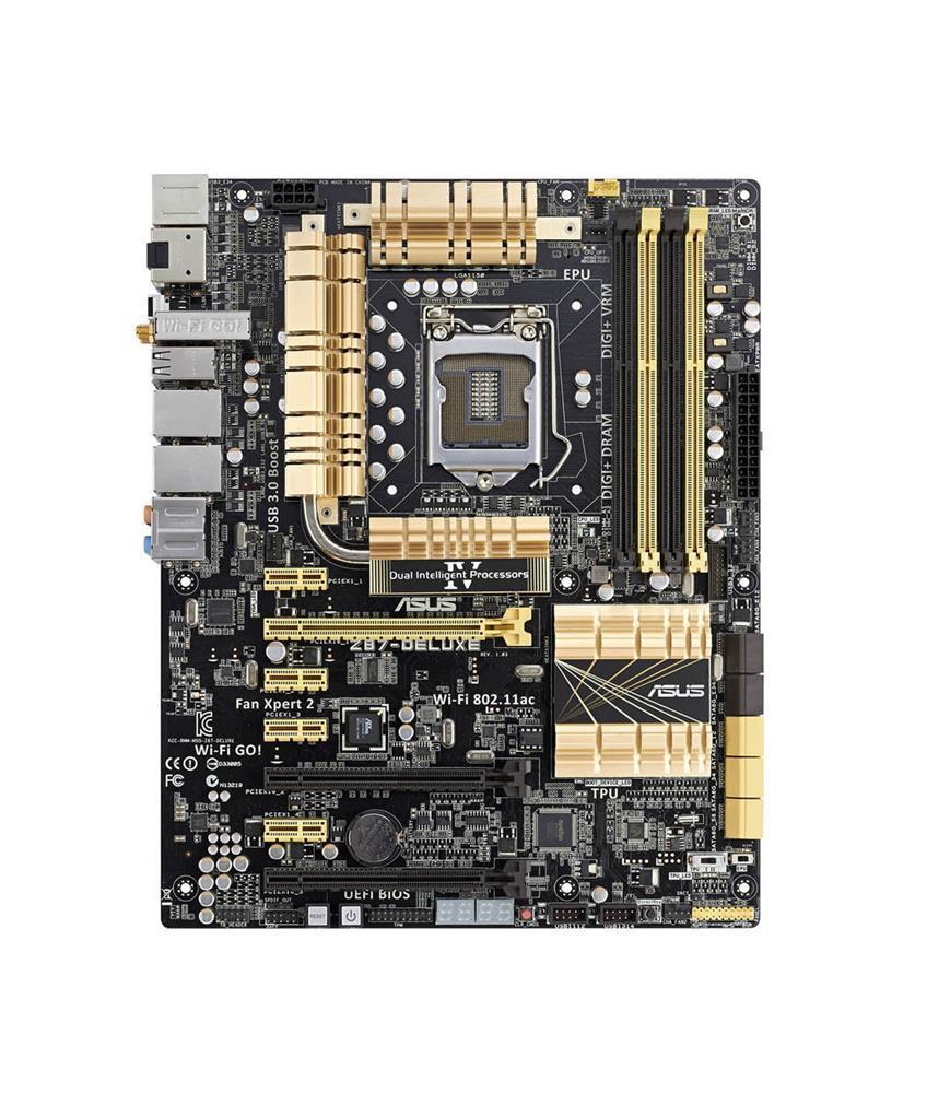 90MB0DU0M0EAY0 ASUS Z87-DELUXE Socket LGA 1150 Intel Z87 Chipset 4th Generation Core i7 / i5 / i3 / Pentium / Celeron Processors Support DDR3 4x DIMM 6x SATA 6.0Gb/s ATX Motherboard (Refurbished)