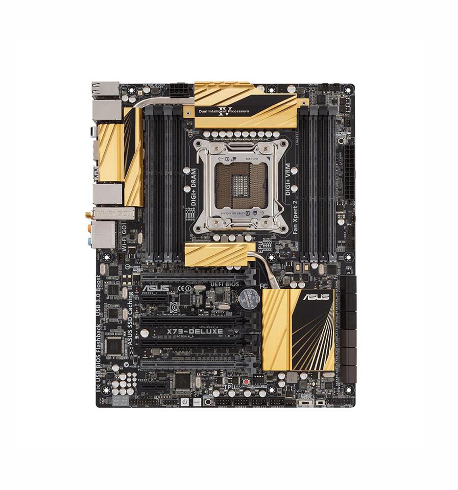 90MB0GA0-M0EAY0 ASUS X79-DELUXE Socket LGA 2011 Intel X79 Chipset Core i7/ Core i7 Extreme Edition Processors Support DDR3 8x DIMM 4x SATA 3.0Gb/s ATX Motherboard (Refurbished)