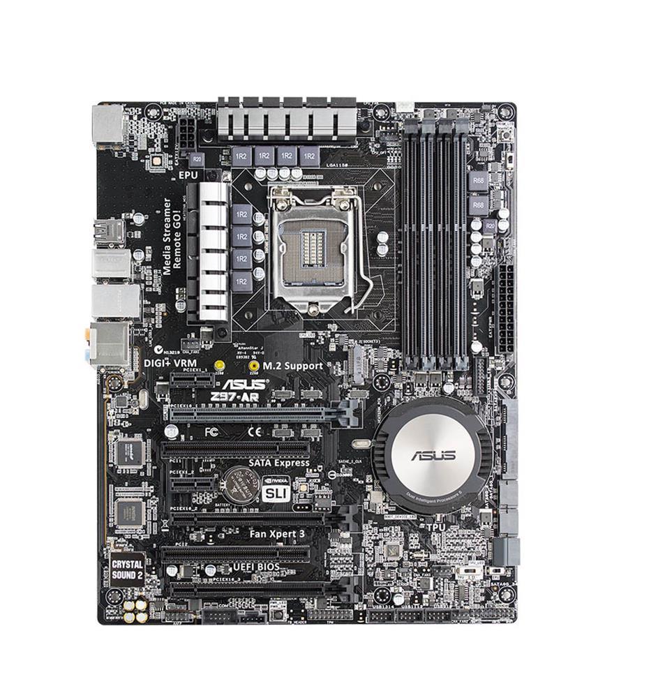 90MB0JL0-M0AAY0 ASUS Z97-AR Socket LGA 1150 Intel Z97 Chipset 5th/New 4th/4th Generation Core i7 / i5 / i3 / Pentium / Celeron Processors Support DDR3 4x DIMM 4x SATA 6.0Gb/s ATX Motherboard (Refurbished)