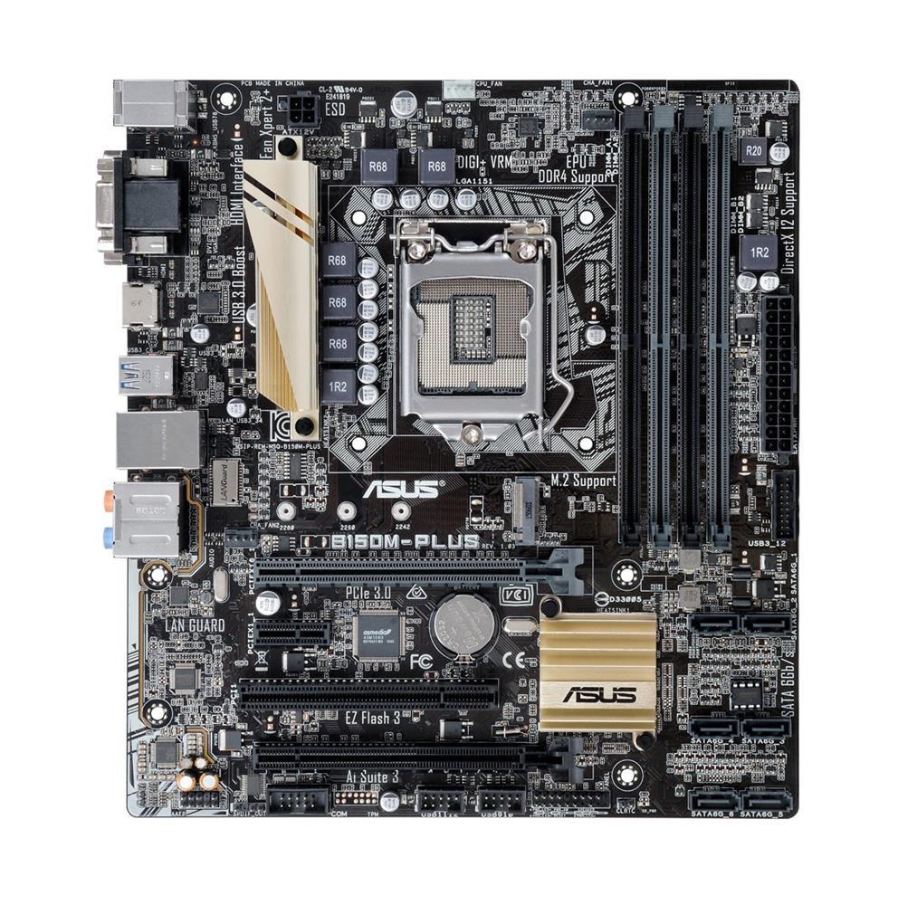 90MB0PL0-M0EAY0 Asus B150M-PLUS Socket LGA 1151 Intel B150 Chipset 7th Generation Core i7 / i5 / i3 / Pentium / Celeron Processors Support DDR4 4x DIMM 6x SATA 6.0Gb/s Micro-ATX Motherboard (Refurbished)