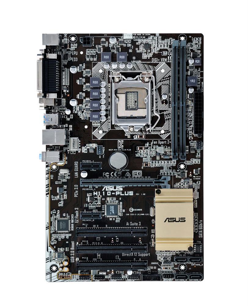 90MB0PQ0-M0EAY0 ASUS H110-PLUS Socket LGA 1151 Intel H110 Chipset Core i7 / i5 / i3 / Pentium / Celeron Processors Support DDR4 2x DIMM 4x SATA 6.0Gb/s ATX Motherboard (Refurbished)