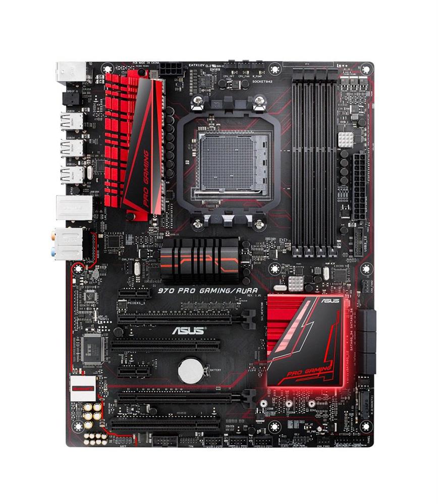 90MB0PU0-M0EAY0 ASUS 970 PRO GAMING/AURA Socket AM3+ AMD 970/SB950 Chipset AMD AM3+ FX/ Phenom II/ Athlon II/ Sempron 100 Series Processors Support DDR3 4x DIMM 6x SATA 6.0Gb/s ATX Motherboard (Refurbished) P/N