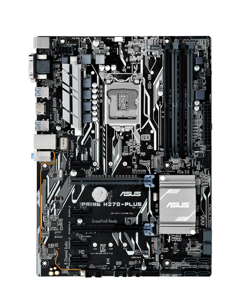90MB0S90-M0AAY0-NBP ASUS PRIME H270-PLUS/CSM Socket LGA 1151 Intel H270 Chipset Xeon 7th/6th Generation Core i7 / i5 / i3 / Pentium / Celeron Processors Support DDR4 4x DIMM 6x SATA 6.0Gb/s ATX Motherboard (Refurbished)