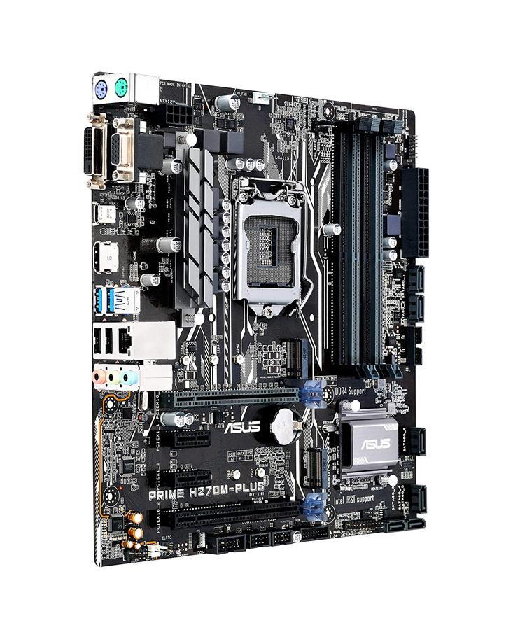 90MB0T00-M0EAY0 ASUS PRIME H270M-PLUS Socket LGA 1151 Intel H270 Chipset 7th/6th Generation Core i7 / i5 / i3 / Pentium / Celeron Processors Support DDR4 4x DIMM 4x SATA 6.0Gb/s Micro-ATX Motherboard (Refurbished)