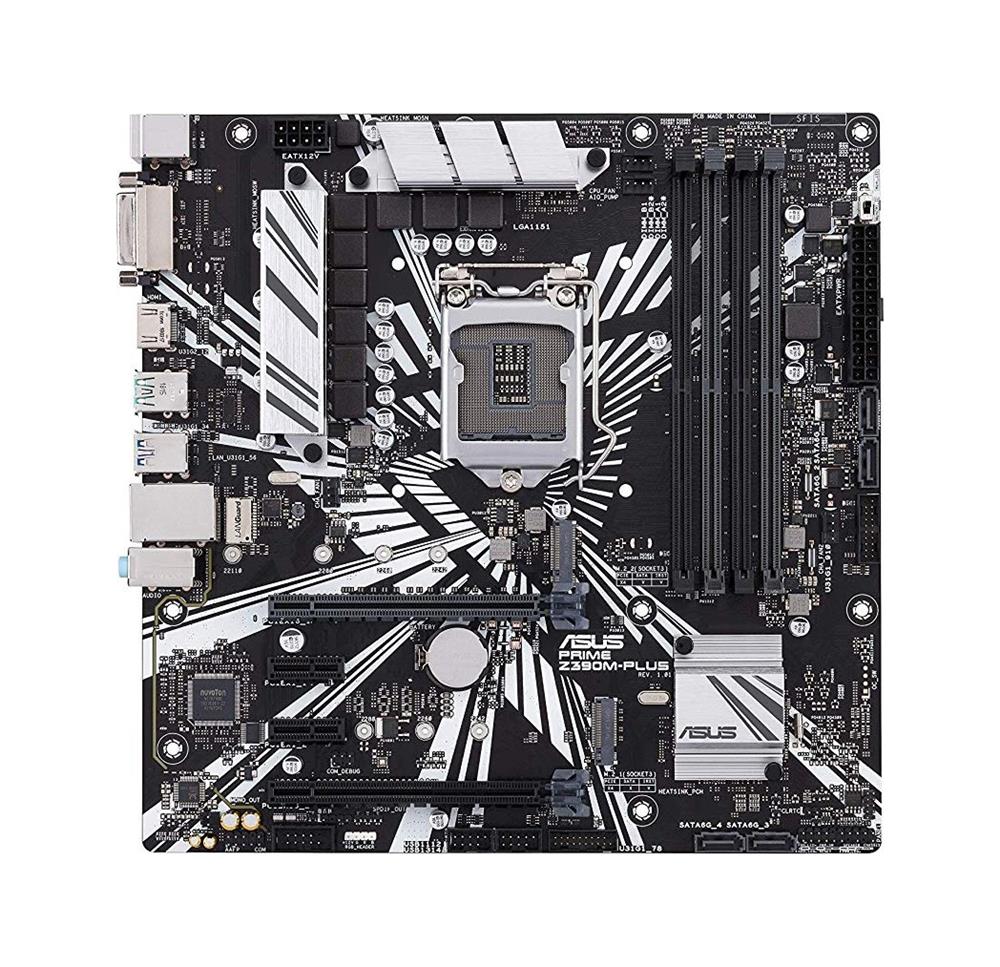 90MB0Z60-M0EAY0 ASUS PRIME Z390M-PLUS Socket LGA 1151 Intel Z390 Chipset 9th/8th Generation Core i7 / i5 / i3 / Pentium / Celeron Processors Support DDR4 4x DIMM 4x SATA 6.0Gb/s Micro-ATX Motherboard Mfr PN (Refurbished)