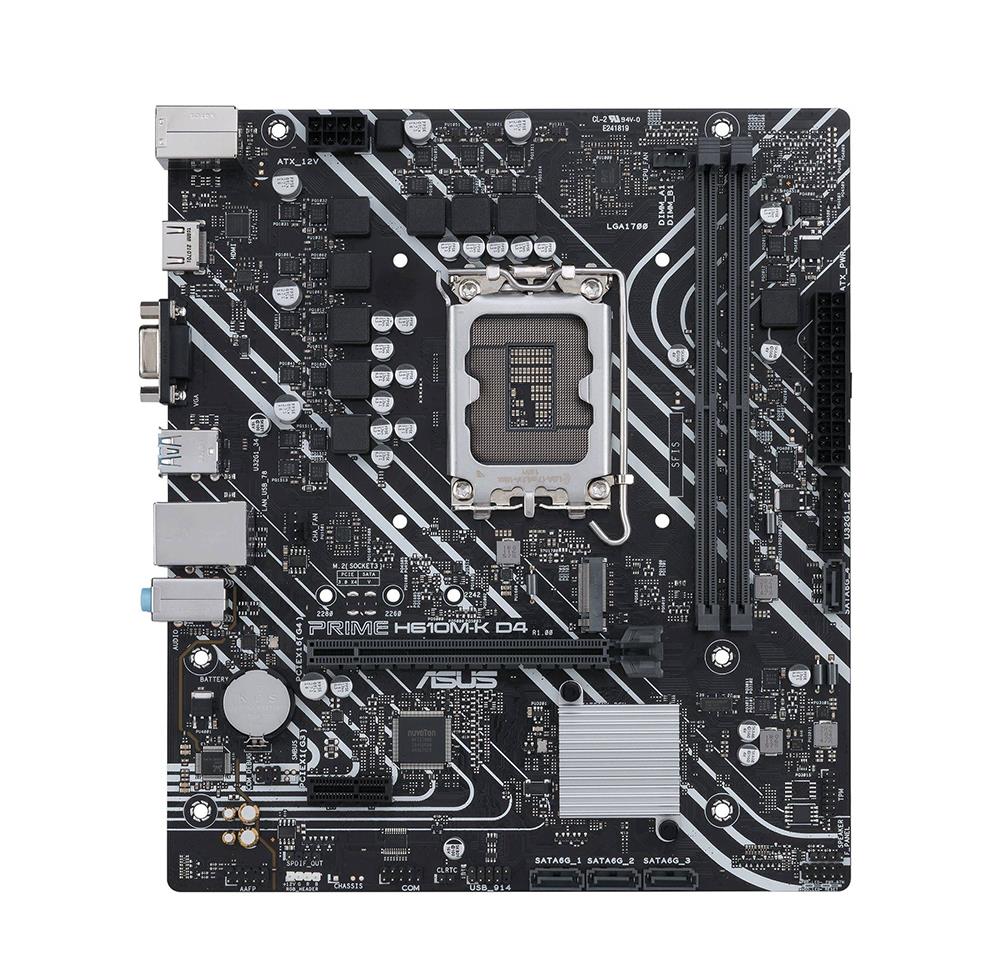 90MB1A10-M0EAY0 ASUS PRIME H610M-K D4 Socket LGA 1700 Intel H610 Chipset 12th Generation Core/ Pentium Gold/ Celeron Processors Support DDR4 2x DIMM 4 SATA 6.0Gb/s Micro-ATX Motherboard (Refurbished)