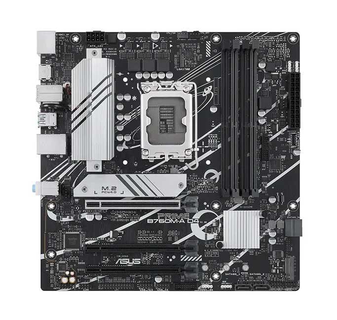 90MB1D00-M0EAY0 ASUS PRIME B760M-A D4 Socket LGA1700 Intel B760 Chipset 13th/12th Generation Core / Pentium Gold And Celeron Processors Support DDR4 4x DIMM 4x SATA 6.0Gb/s Micro-ATX Motherboard (Refurbished)