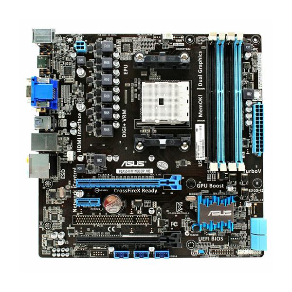 90PA0550-M1XBN0 ASUS F2A55-M Socket FM2 AMD A55 Chipset AMD Athlon/ A-Series Processors Support DDR3 4x DIMM 6x SATA 3.0Gb/s Micro-ATX Motherboard (Refurbished)