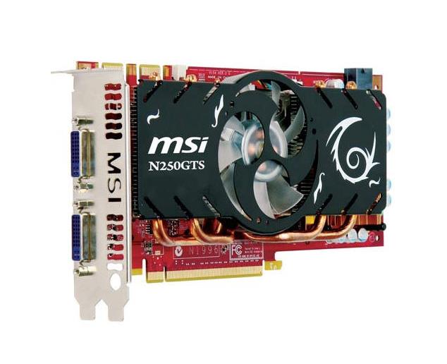 912V154069 MSI N250GTS-2D1G Nvidia GeForce GTS 250 1GB DDR3 256-Bit Dual DVI-I / VGA PCI-Express 2.0 x16 Video Graphics Card