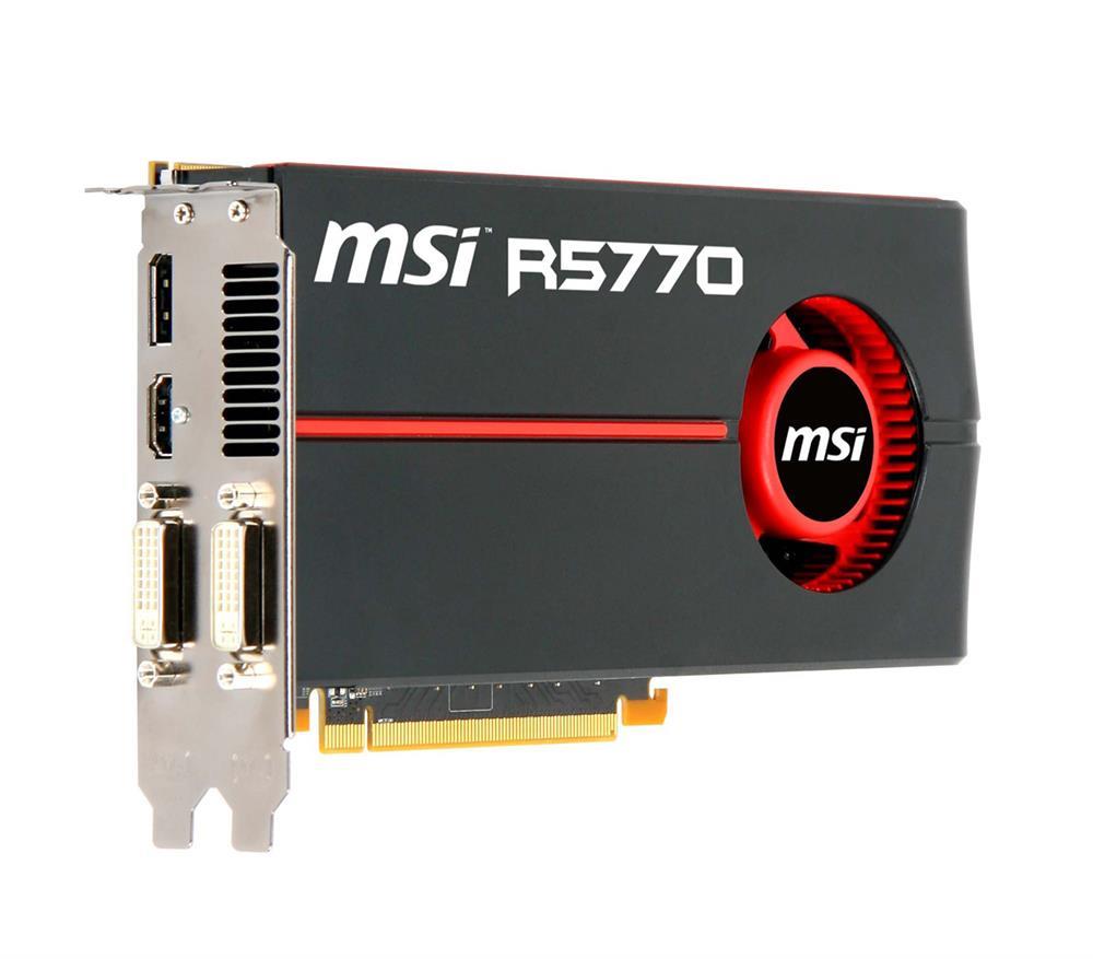 912V803465 MSI R5770-PM2D1G ATI Radeon HD 5770 1GB GDDR5 128-Bit HDMI / DisplayPort / Dual DVI PCI-Express 2.0 x16 Video Graphics Card