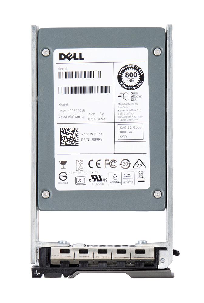 989R8 Dell 800GB MLC SAS 12Gbps 2.5-inch Internal Solid State Drive (SSD) with Caddy