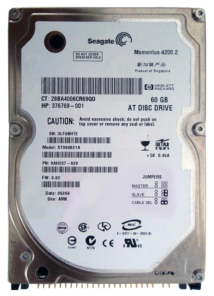 9AH237-020 Seagate Momentus 4200.2 60GB 4200RPM ATA-100 8MB Cache 2.5-inch Internal Hard Drive