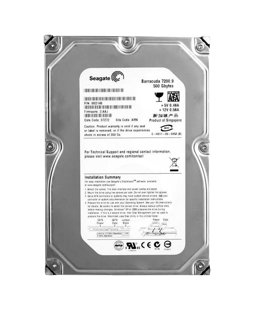 9BD148-176 Seagate Barracuda 7200.9 500GB 7200RPM SATA 3Gbps 16MB Cache 3.5-inch Internal Hard Drive