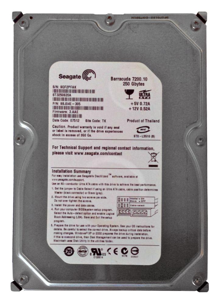 9BJ04E-305 Seagate Barracuda 7200.10 250GB 7200RPM ATA-100 16MB Cache 3.5-inch Internal Hard Drive