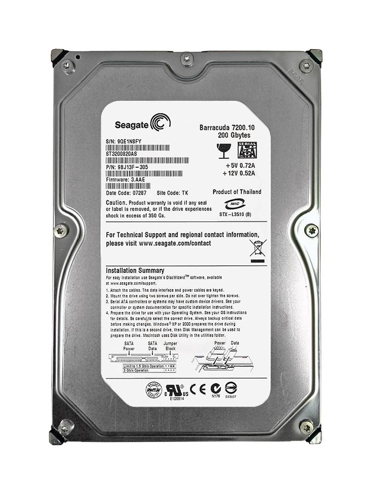 9BJ13F-305 Seagate Barracuda 7200.10 200GB 7200RPM SATA 3Gbps 8MB Cache 3.5-inch Internal Hard Drive