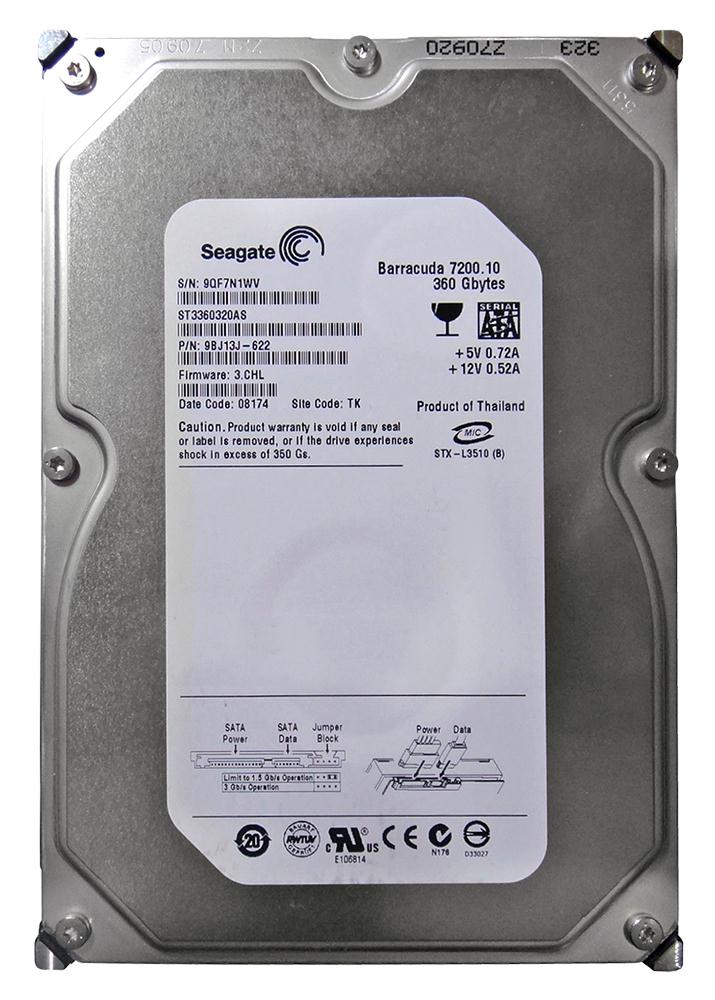 9BJ13J-622 Seagate Barracuda 7200.10 360GB 7200RPM SATA 3Gbps 8MB Cache 3.5-inch Internal Hard Drive