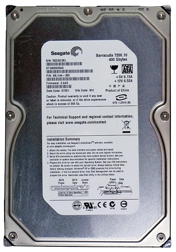 9BJ144-305 Seagate Barracuda 7200.10 400GB 7200RPM SATA 3Gbps 16MB Cache 3.5-inch Internal Hard Drive