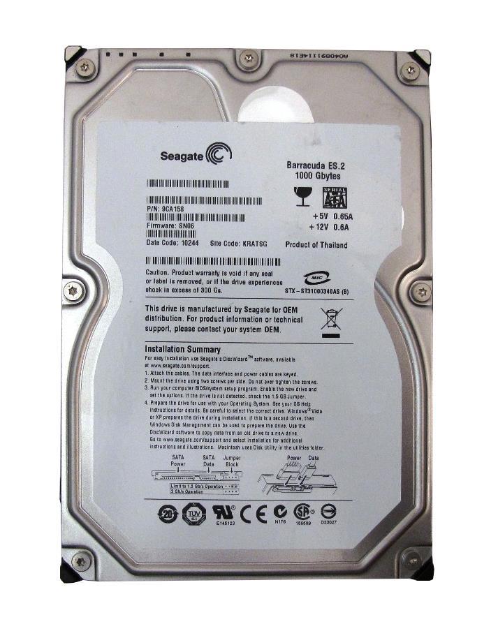 9CA158-512 Seagate Barracuda ES.2 1TB 7200RPM SATA 3Gbps 32MB Cache 3.5-inch Internal Hard Drive