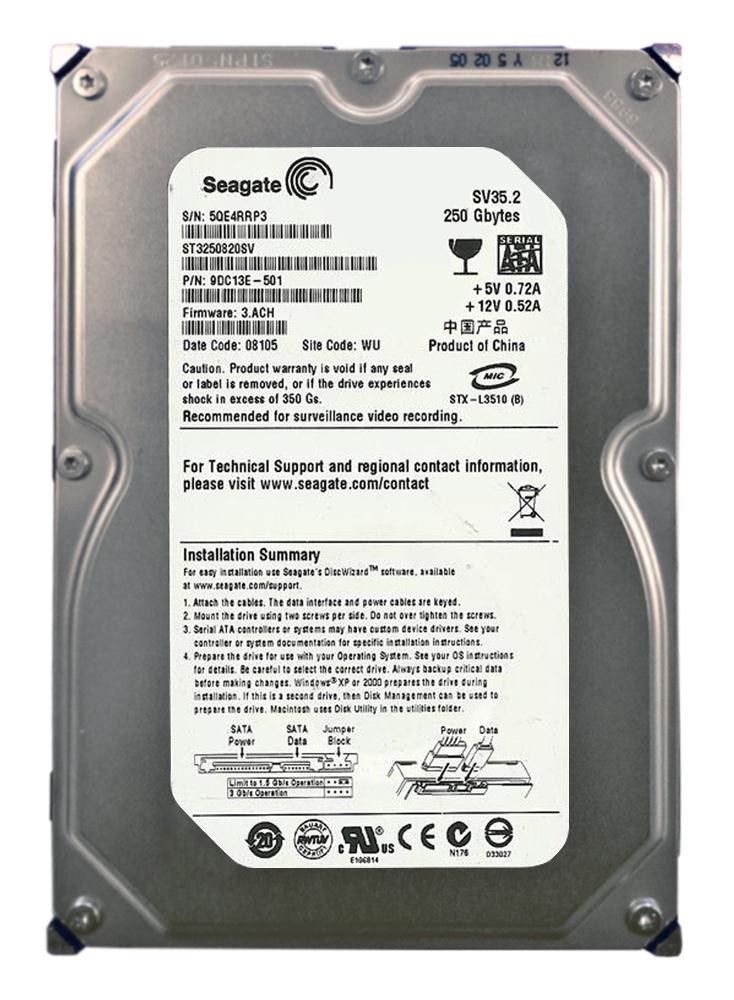 9DC13E-501 Seagate SV35.2 250GB 7200RPM SATA 3Gbps 8MB Cache 3.5-inch Internal Hard Drive