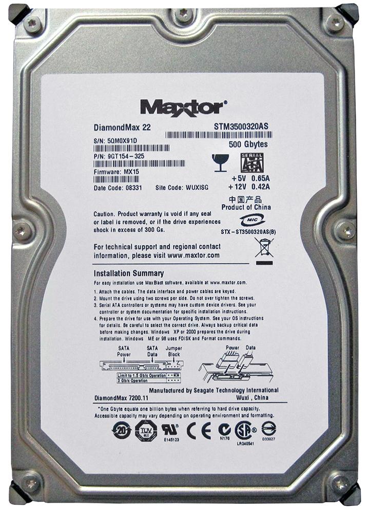 9GT154-325 Seagate DiamondMax 500GB 7200RPM SATA 3Gbps 32MB Cache 3.5-inch Internal Hard Drive