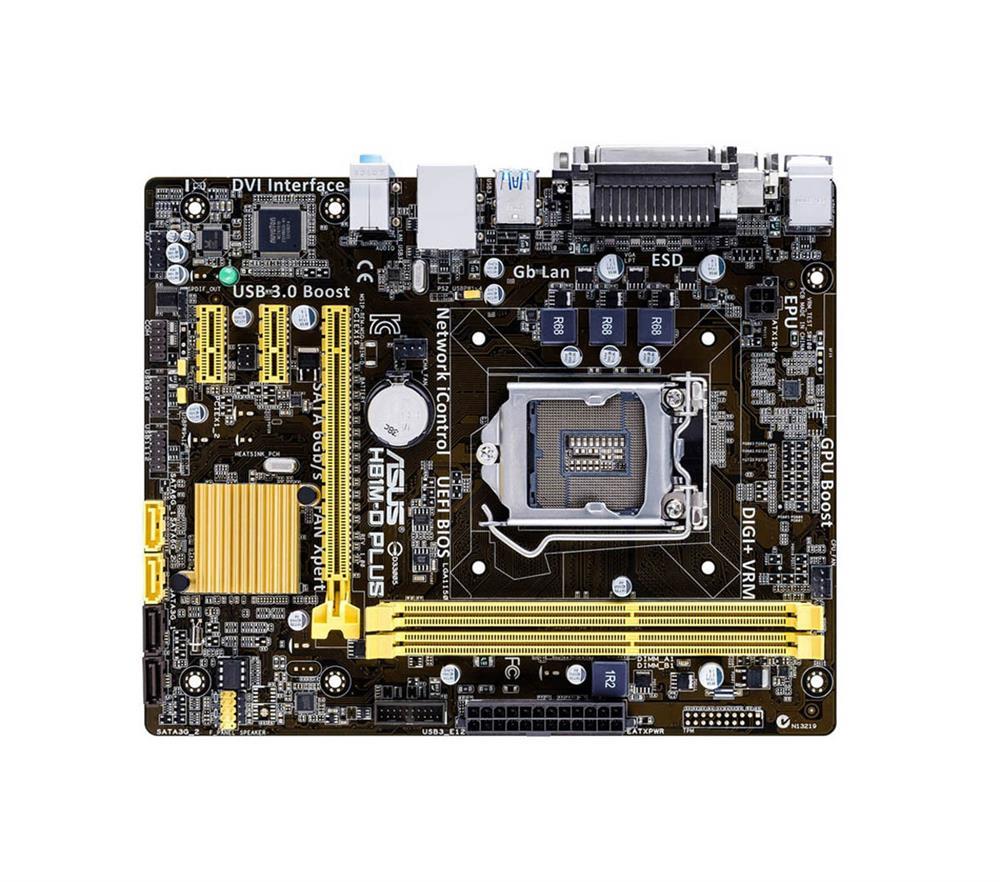 9H81MDPLUS ASUS H81M-D PLUS Socket LGA 1150 Intel H81 Chipset 4th Generation Core i7 / i5 / i3 / Pentium / Celeron Processors Support DDR3 2x DIMM 2x SATA 6.0Gb/s Micro-ATX Motherboard (Refurbished)