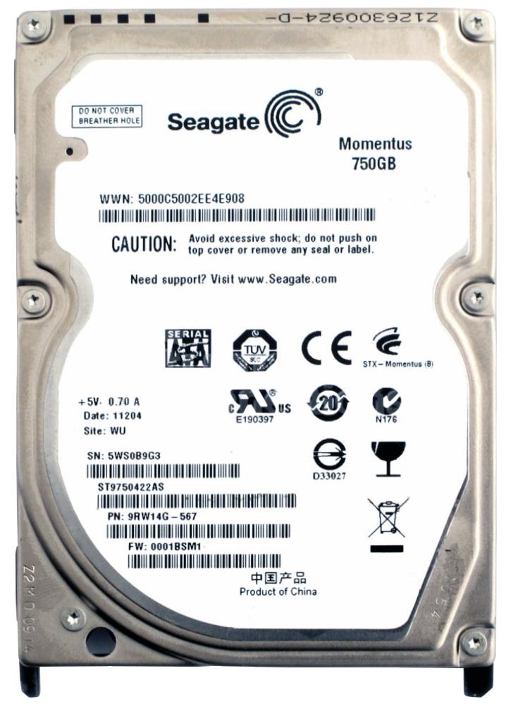 9RW14G-567 Seagate Momentus 750GB 7200RPM SATA 3Gbps 16MB Cache 2.5-inch Internal Hard Drive