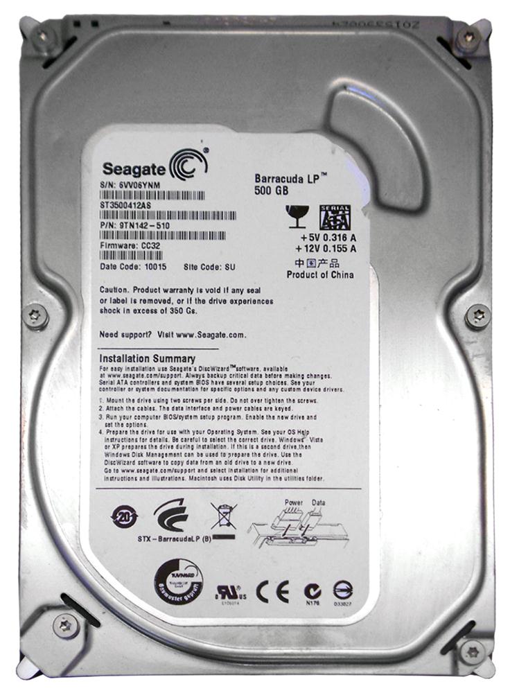 9TN142-510 Seagate Barracuda LP 500GB 5900RPM SATA 3Gbps 16MB Cache 3.5-inch Internal Hard Drive