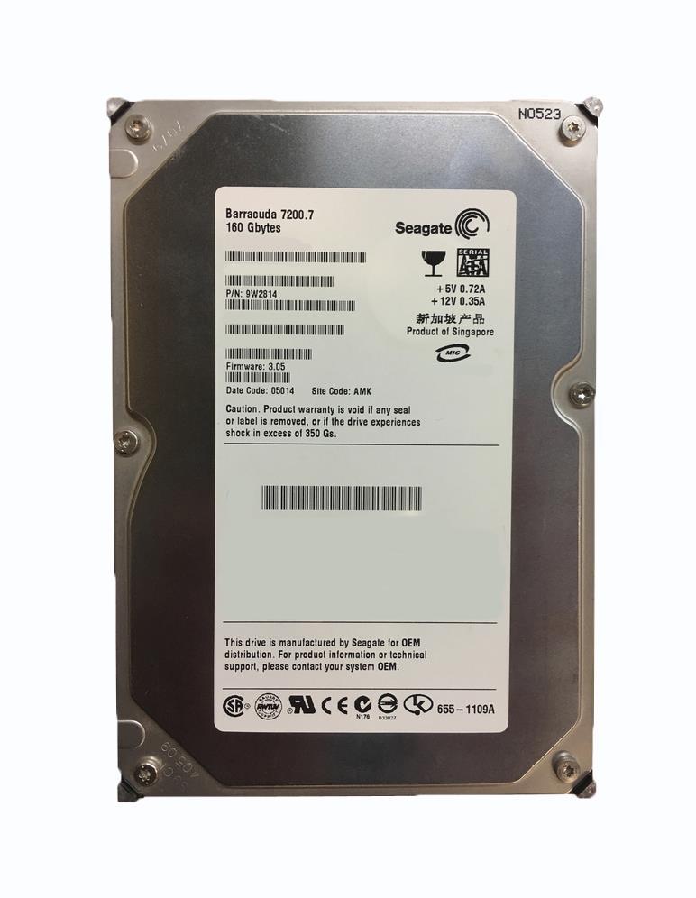 9W2814-044 Seagate Barracuda 7200.7 160GB 7200RPM SATA 1.5Gbps 8MB Cache 3.5-inch Internal Hard Drive