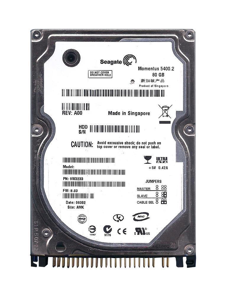 9W3233-501 Seagate Momentus 5400.2 80GB 5400RPM ATA-100 8MB Cache 2.5-inch Internal Hard Drive
